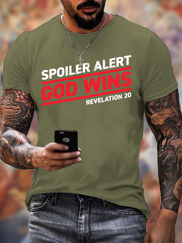 God Wins Christian Cotton T-Shirt