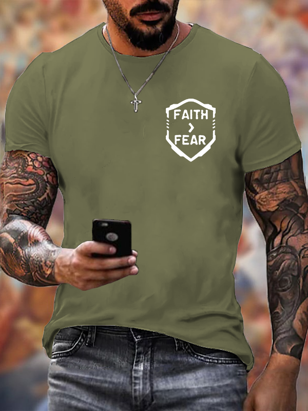 Faith > Fear Jesus God Christian Cotton T-Shirt