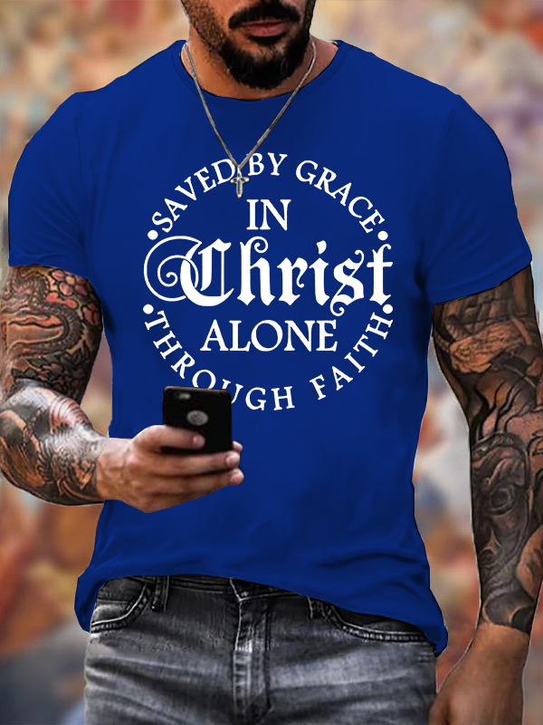 Saved By Grace  Jesus God Christian Cotton T-Shirt