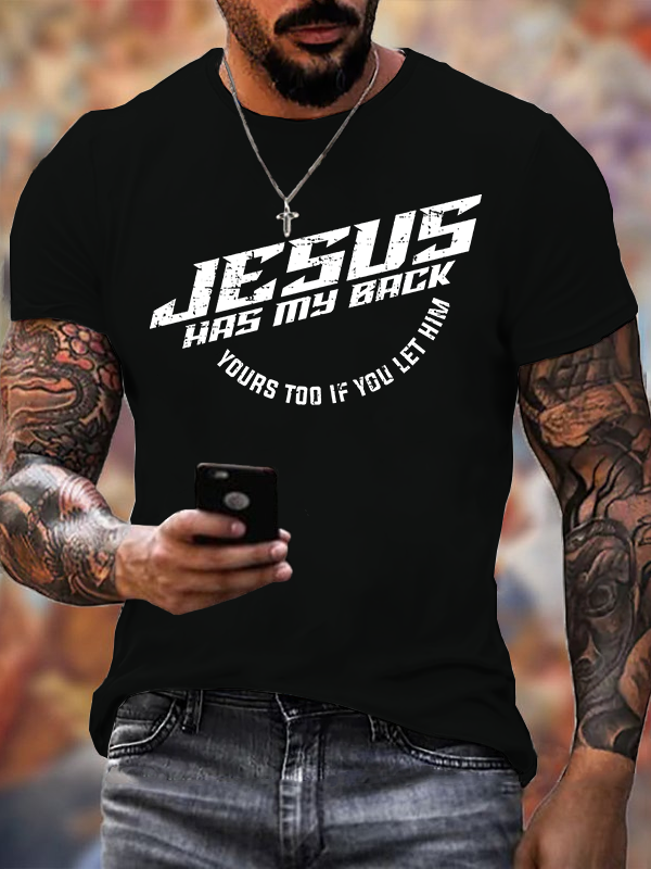 Jesus Has My Back Jesus God Christian Cotton T-Shirt