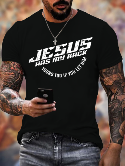 Jesus Has My Back Jesus God Christian Cotton T-Shirt