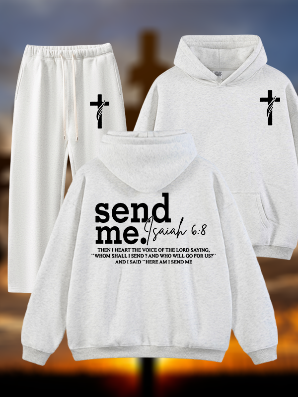 Send Me Isaiah 6:8 Jesus God Christian Plush Fleece-Lined Hoodie Set