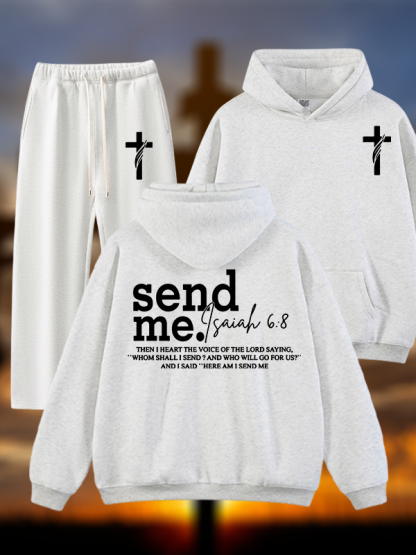 Send Me Isaiah 6:8 Jesus God Christian Plush Fleece-Lined Hoodie Set