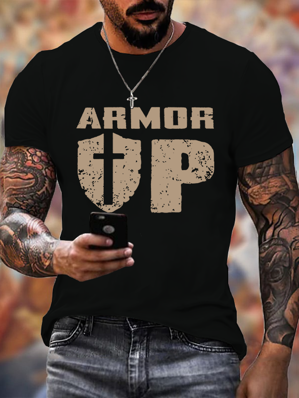 Armor Up  Cross  Jesus God Christian Cotton T-Shirt