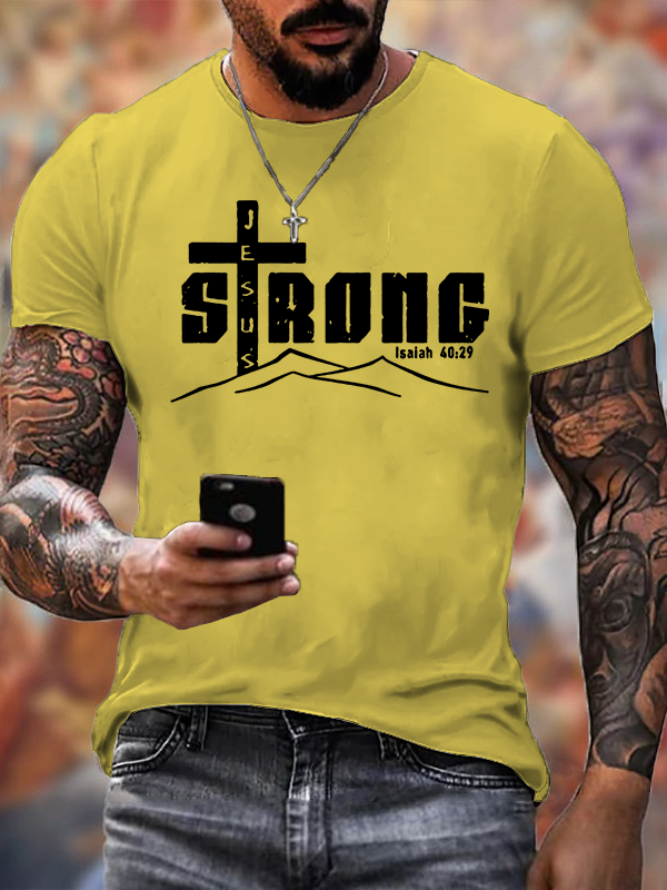 Jesus Strong Jesus God Christian Cotton T-Shirt