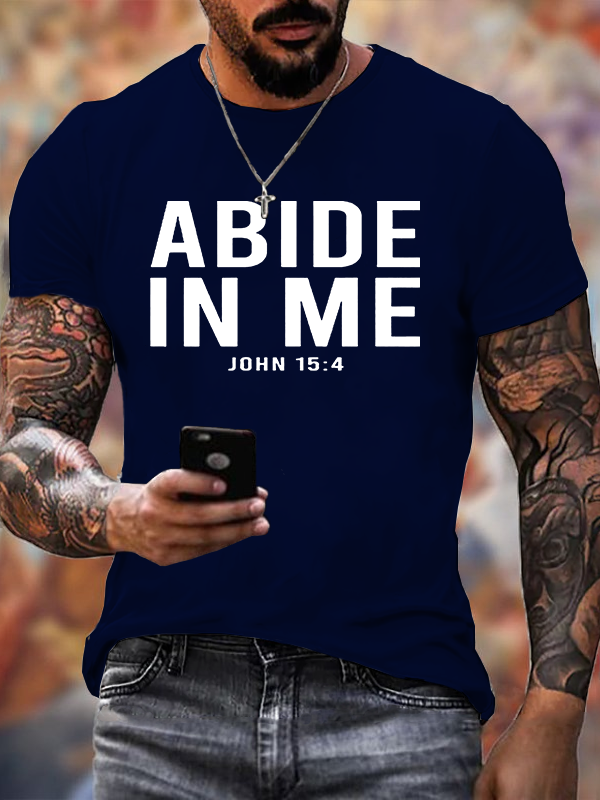 Abide in Me Jesus God Christian Cotton T-Shirt