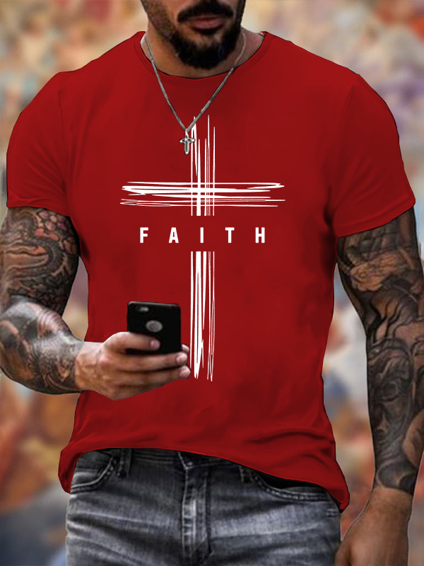 Faith Cross  Jesus God Christian Cotton T-Shirt