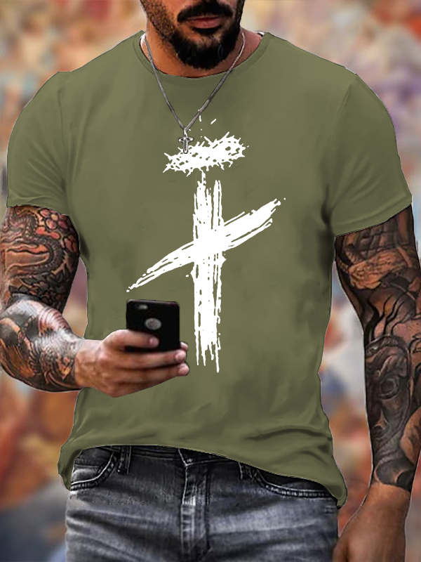 Faith Crown of Thorns Cross Jesus God Christian Cotton T-Shirt