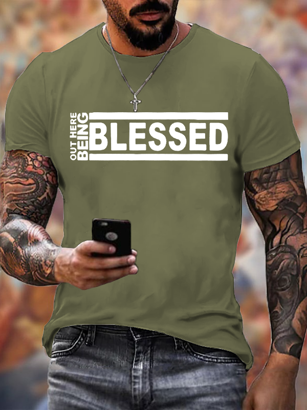 Out Here Being Blessed Christian Cotton T-Shirt