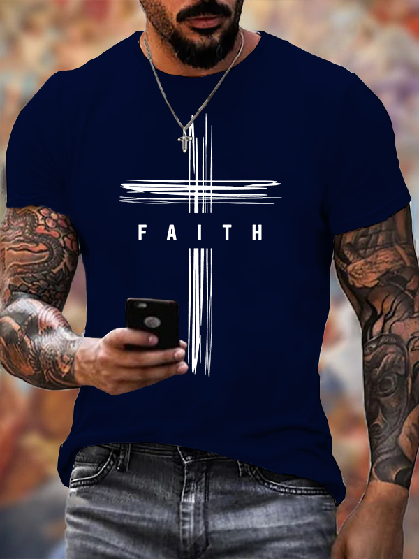 Faith Cross  Jesus God Christian Cotton T-Shirt