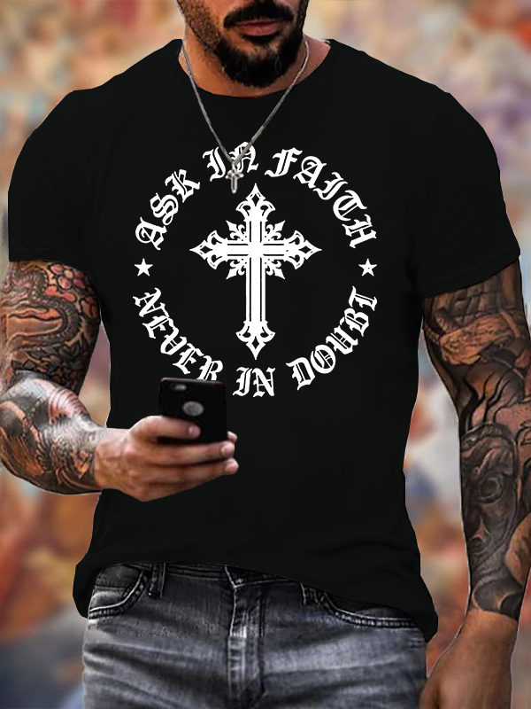 Man Of God Husband Dad Jesus God Christian Cotton T-Shirt