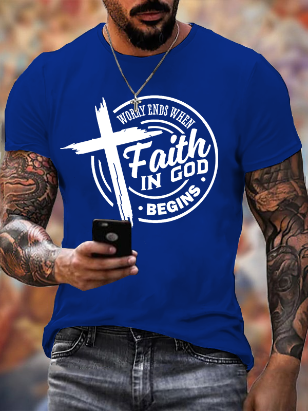 Faith Printed Jesus God Christian Cotton T-Shirt