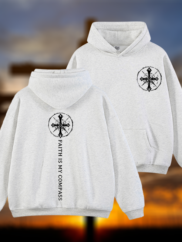Faith Is My Compass Jesus God Christian Plush Fleece-Lined Hoodie
