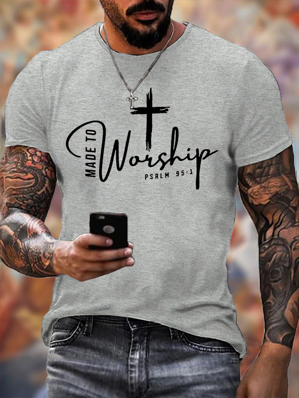 Made To Worship Psalm 95:1 Jesus God Christian Cotton T-Shirt