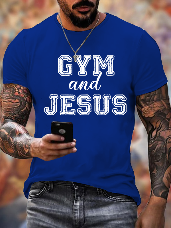 Gym and Jesus Jesus God Christian Cotton T-Shirt