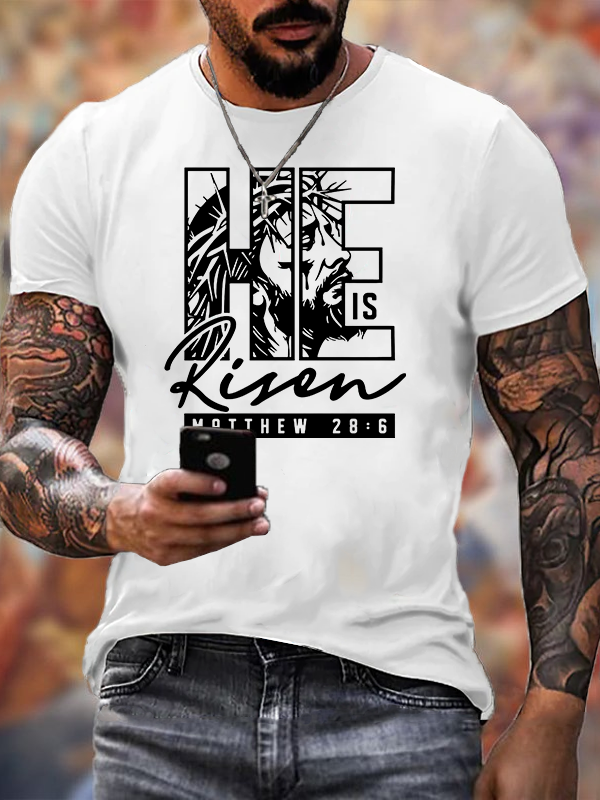 He Is Risen Jesus God Christian Cotton T-Shirt