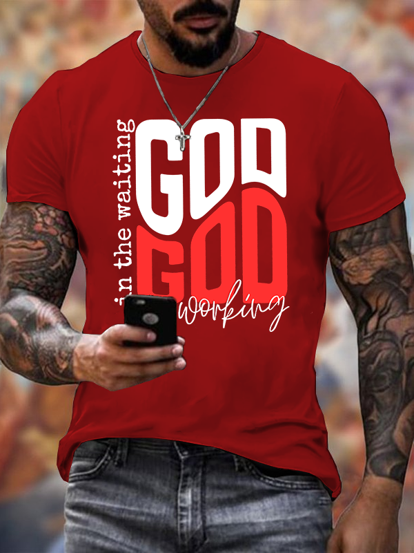 In The Waiting God Is Working Jesus God Christian Cotton T-Shirt
