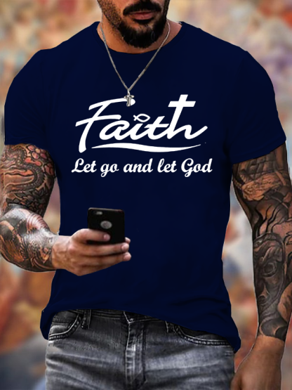  Let Go And Let God Jesus God Christian Cotton T-Shirt