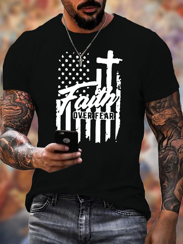 Man Of God Husband Dad Jesus God Christian Cotton T-Shirt