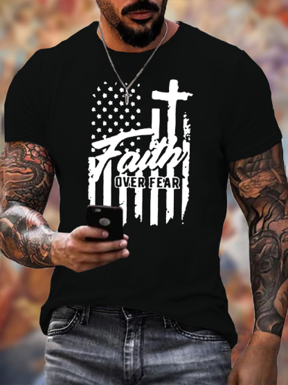 Faith Over Fear Jesus God Christian Cotton T-Shirt
