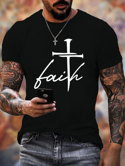 Faith Cross Jesus God Christian Cotton T-Shirt