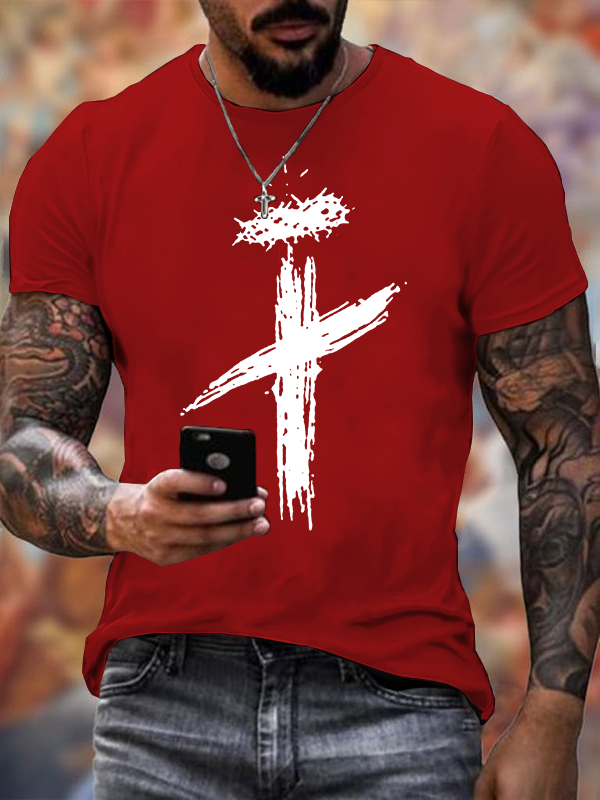 Faith Crown of Thorns Cross Jesus God Christian Cotton T-Shirt