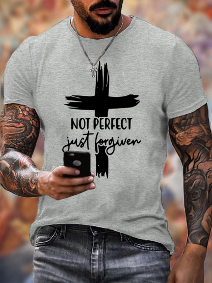 Not Perfect Just Forgiven Jesus God Christian Cotton T-Shirt