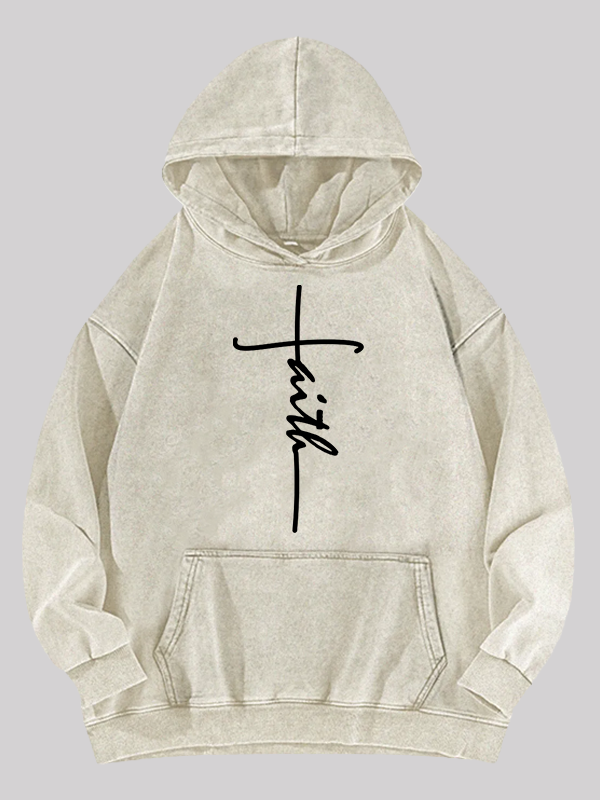 Faith Jesus God Christian Washed Hoodie