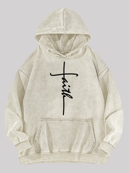 Faith Jesus God Christian Washed Hoodie