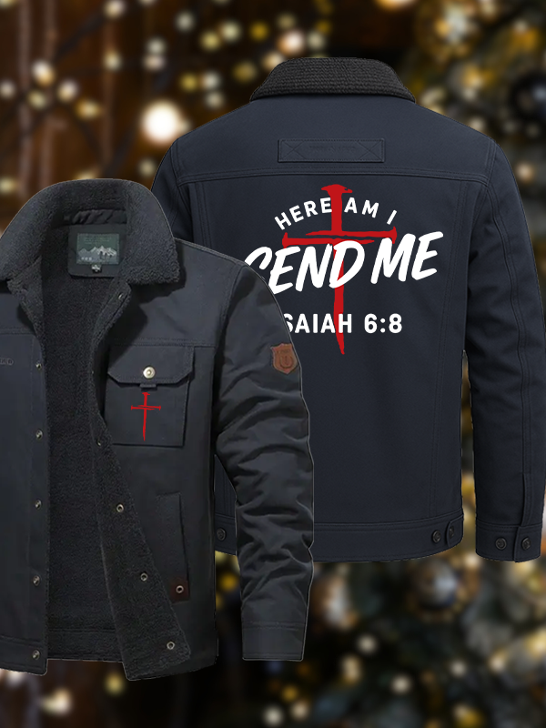 Men's Here Am I Send Me Casual Fleece-Lined Jacket