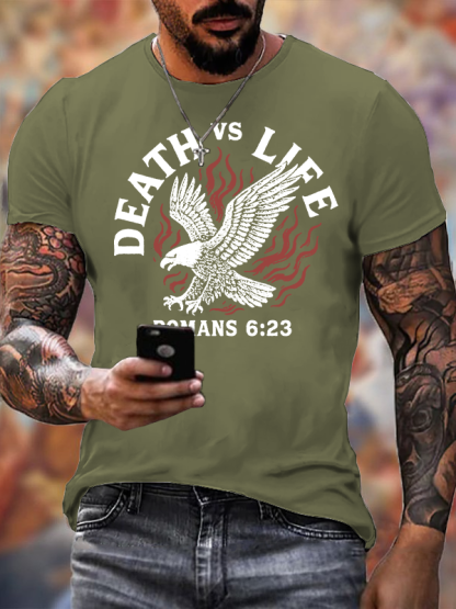 Death Vs Life Jesus God Christian Cotton T-Shirt