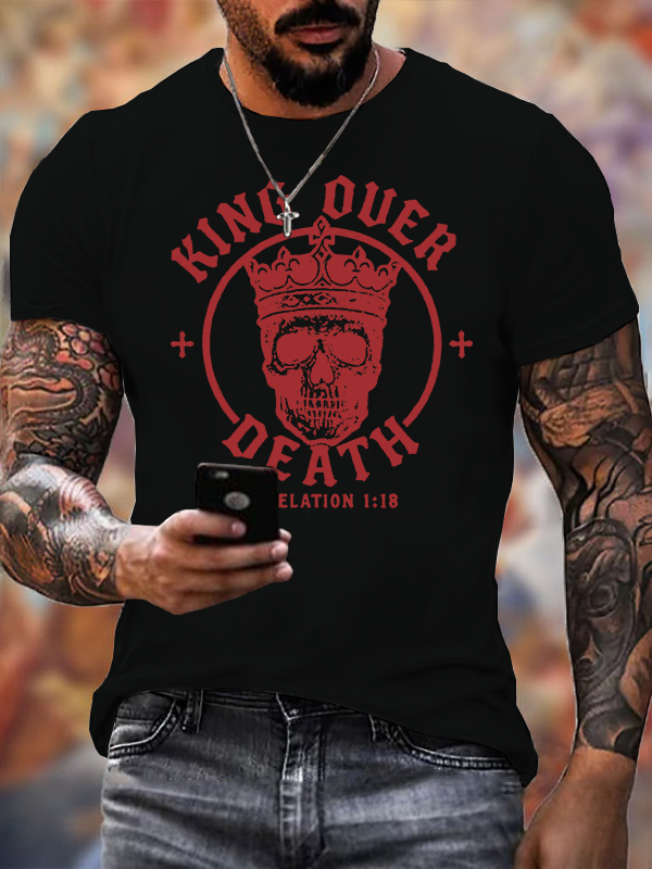 King Over Death Jesus God Christian Cotton T-Shirt