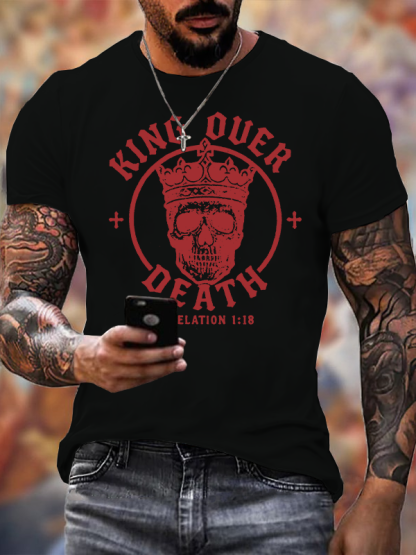 King Over Death Jesus God Christian Cotton T-Shirt