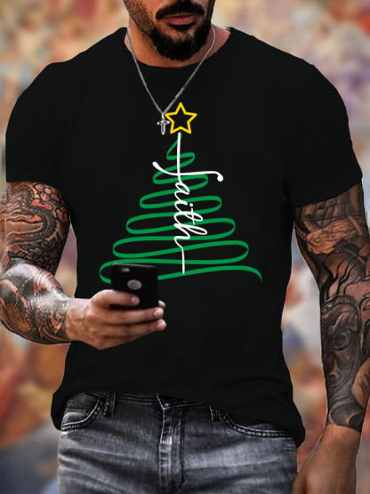 Christmas Cross Jesus God Christian Cotton T-Shirt
