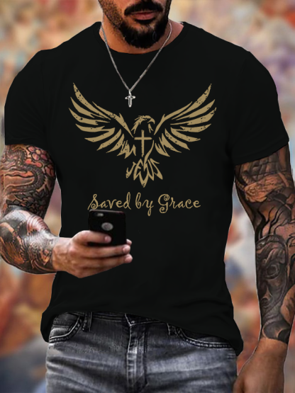 Saved By Grace Jesus God Christian Cotton T-Shirt