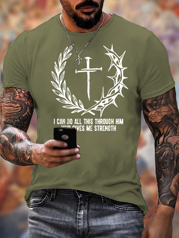I Can Do All This Throuch Him Who Gives Me Strength Jesus God Christian Cotton T-Shirt