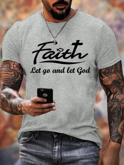  Let Go And Let God Jesus God Christian Cotton T-Shirt