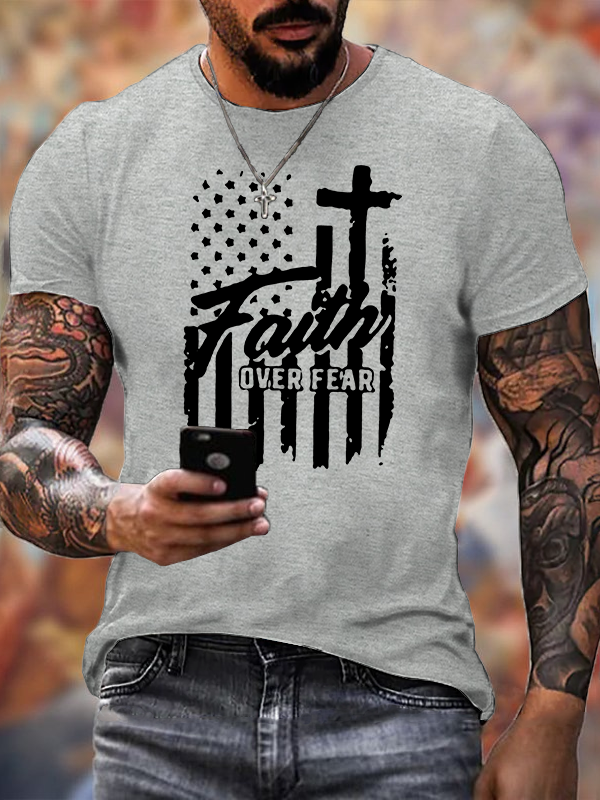Faith Over Fear Jesus God Christian Cotton T-Shirt