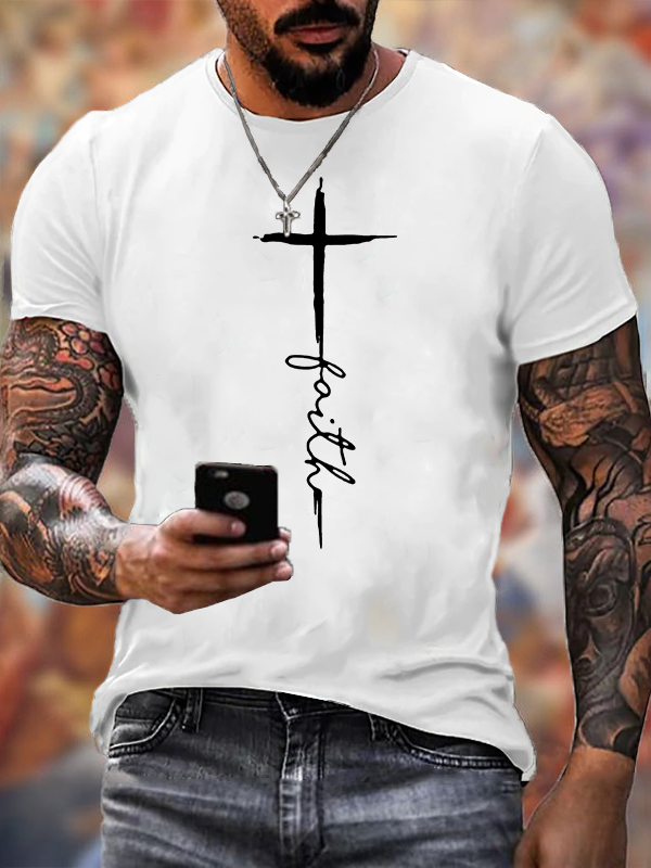 Faith Cross Jesus God Christian Cotton T-Shirt