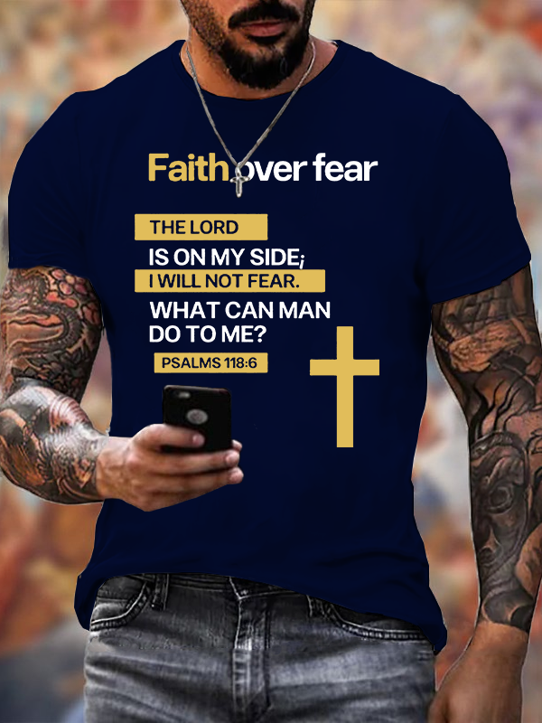 Faith Over Fear Jesus God Christian Cotton T-Shirt
