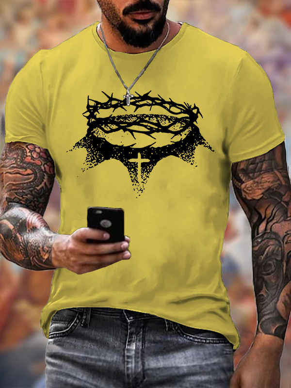 Crown of Thorns Jesus God Christian Cotton T-Shirt