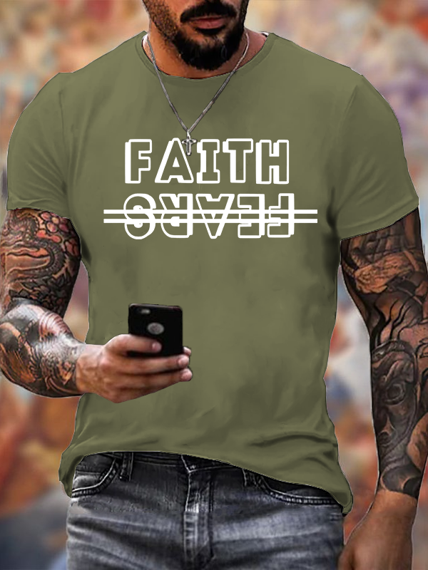 Faith Over Fears Jesus God Christian Cotton T-Shirt
