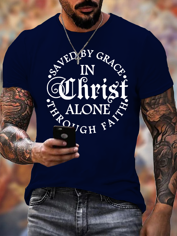 Saved By Grace  Jesus God Christian Cotton T-Shirt
