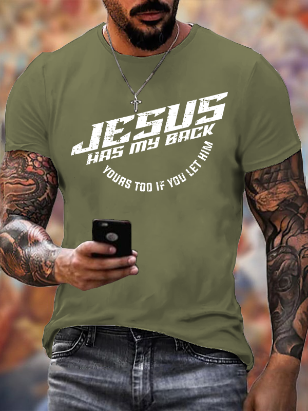 Jesus Has My Back Jesus God Christian Cotton T-Shirt