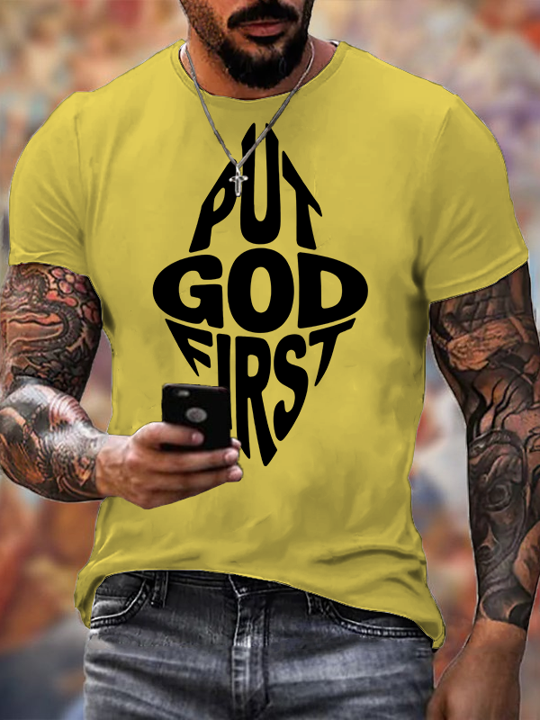Put God First  Jesus God Christian Cotton T-Shirt