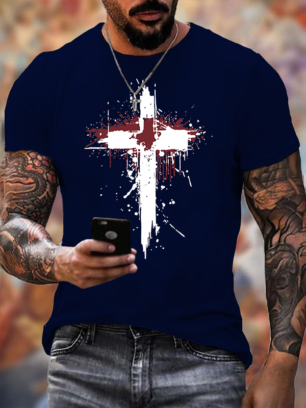 Sacred Cross Jesus God Christian Cotton T-Shirt