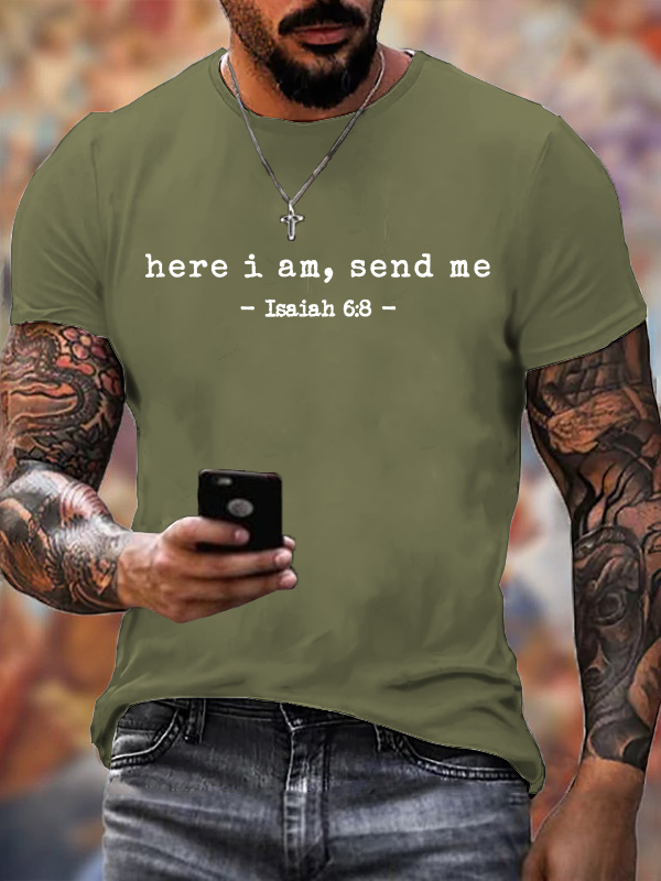 Here I Am Send Me Jesus God Christian Cotton T-Shirt