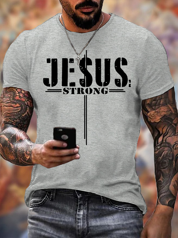 Jesus Strong Jesus God Christian Cotton T-Shirt