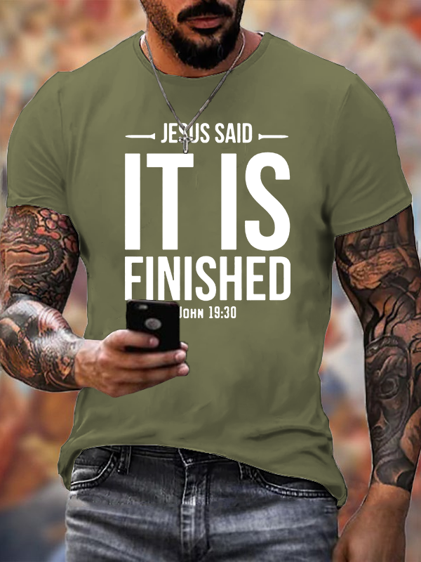 It Is Finished Jesus God Christian Cotton T-Shirt