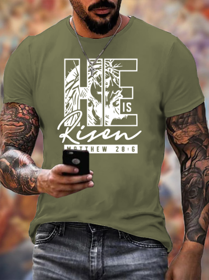 He Is Risen Jesus God Christian Cotton T-Shirt